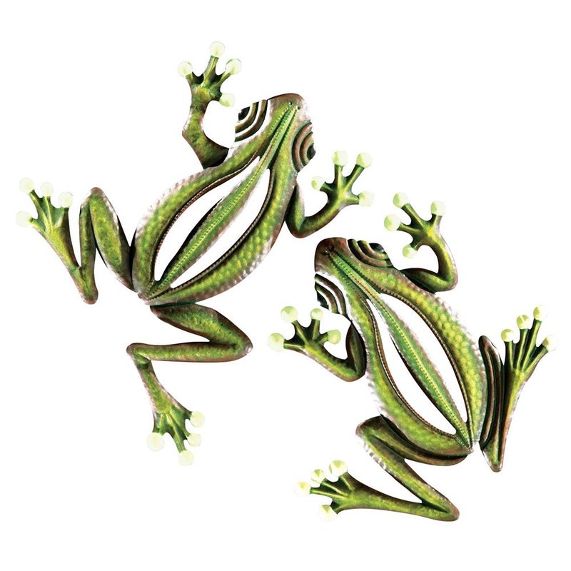 Collections Etc Glow in The Dark Hanging Frogs Wall Fence Tree Decor - Set of 2, Green - Image 1